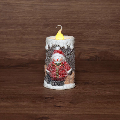 Фигура керамическая "Свечка со снеговиком" 10.5х9х17.6см NEON-NIGHT 505-016