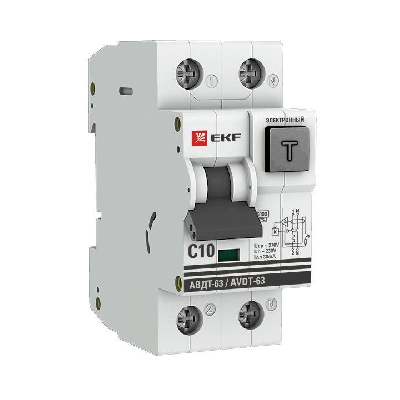 Выключатель автоматический дифференциального тока 1мод. С 10А 30мА тип А 6кА АВДТ-63 (электрон.) PROxima EKF DA63-10-30e