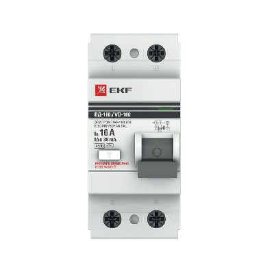 Выключатель дифференциального тока (УЗО) 2п 16А 30мА тип AC ВД-100 PROxima (электромех.) EKF elcb-2-16-30-em-pro
