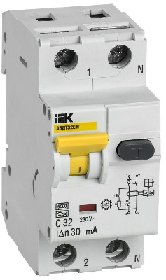 Выключатель автоматический дифференциального тока C 32А 30мА АВДТ32EM ИЭК MVD14-1-032-C-030