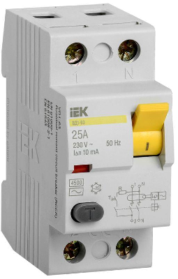 Выключатель дифференциального тока (УЗО) 2п 25А 10мА тип AC ВД1-63 ИЭК MDV10-2-025-010