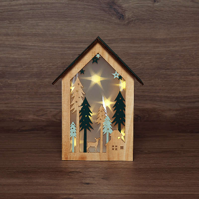 Фигура деревянная с подсветкой "Домик в лесу" 19х6х26см NEON-NIGHT 504-024
