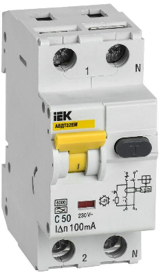 Выключатель автоматический дифференциального тока C 50А 100мА АВДТ32EM ИЭК MVD14-1-050-C-100