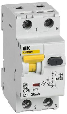 Выключатель автоматический дифференциального тока C 25А 30мА АВДТ32EM ИЭК MVD14-1-025-C-030